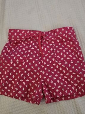 Girls' Pink Printed Drawstring Shorts